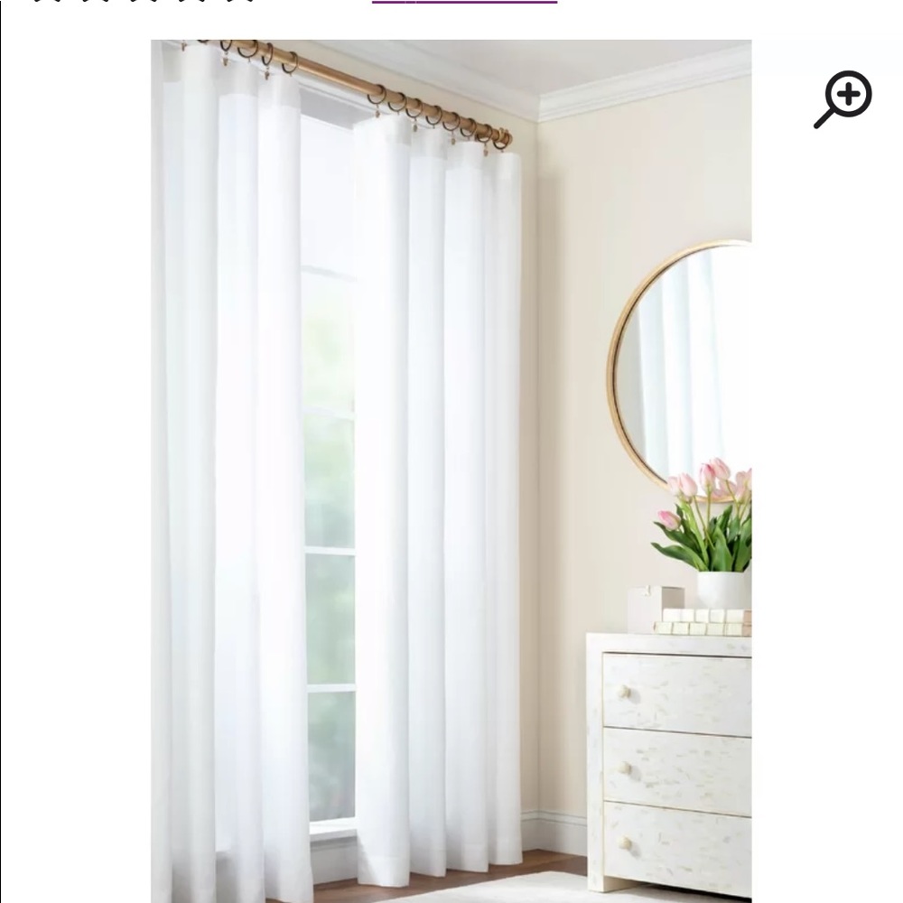 Pair of sheer white linen curtains - 55” x 84”